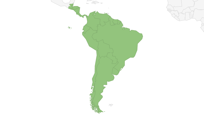 Map of South and Central America