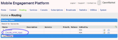 Screenshot of the Routing home page, showing an inject routing code