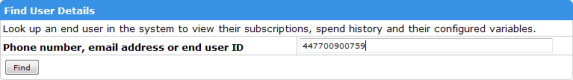 Screenshot of Find User utility section of the Utilities tab