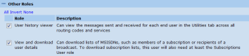 Image of the Other Roles section of MEP user accounts