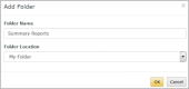 Screen shot of the Add Folder window that lets you set up a new folder