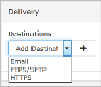 Screen shot showing the destination properties of a standard report