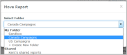 Screen shot showing Move Report window