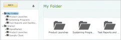 Screen shot showing folders in navigation pane